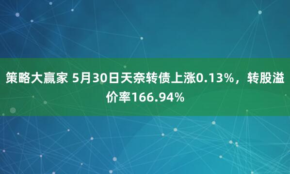 策略大赢家 5月30日天奈转债上涨0.13%，转股溢价率166.94%