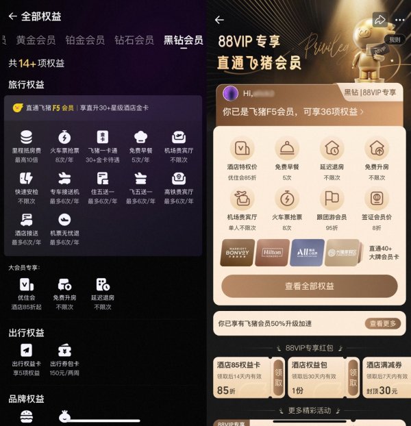 嘉正网  飞猪会员权益加码，淘宝大会员可直通