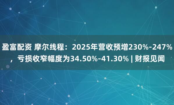 盈富配资 摩尔线程：2025年营收预增230%-247%，亏损收窄幅度为34.50%-41.30% | 财报见闻